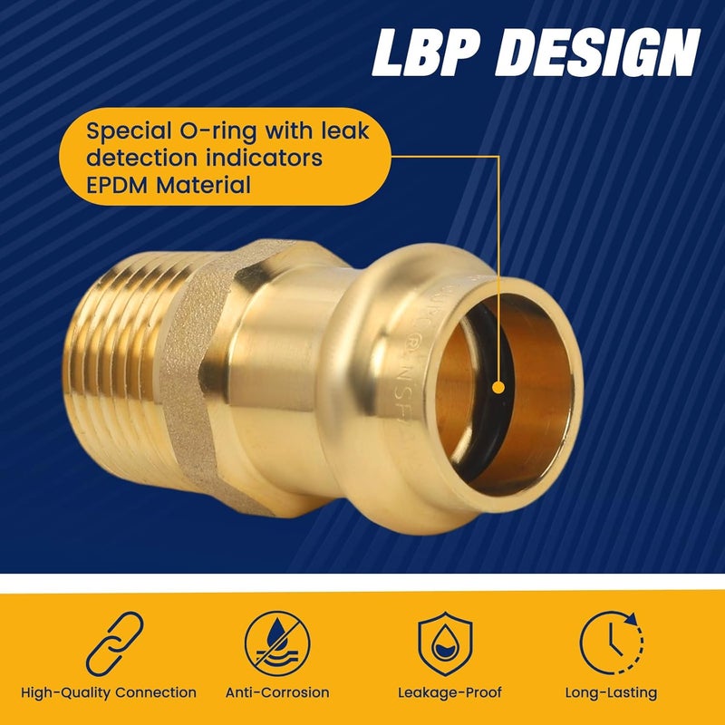 Abbiemo 10PCS 1/2 inch Propress x 1/2 inch NPT Male Adapter Pressure Copper Fitting ProPress Connect to Male NPT Pipe Lead-Free - Image 4